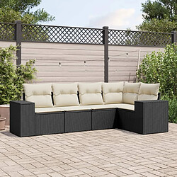 Maison Chic Salon de jardin 5 pcs avec coussins | Ensemble de Table et chaises | Mobilier d'Extérieur noir résine tressée -GKD55615