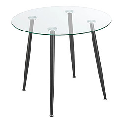 Avis Helloshop26 Table de salle à manger ronde verre trempé acier 75 x 80 cm transparent noir 03_0008833