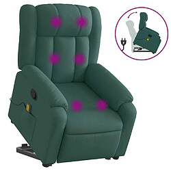 vidaXL Fauteuil inclinable de massage Vert foncé Tissu