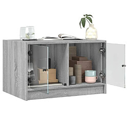 Maison Chic Table basse pour salon | Table à café avec portes en verre sonoma gris 68x50x42 cm -GKD68681 pas cher