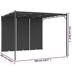 vidaXL Belvédère de jardin avec rideau latéral 3x3x2,25 m Anthracite pas cher