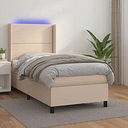 Maison Chic Lit adulte- Lit + matelas + LED,Sommier à lattes de lit matelas LED Cappuccino 100x200 cm -GKD71127