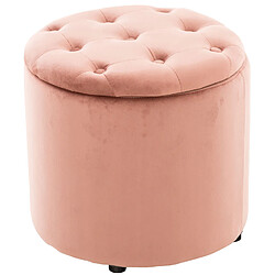 Decoshop26 Pouf tabouret coffre avec espace de rangement en tissu velours rose 42x44cm TABO10083