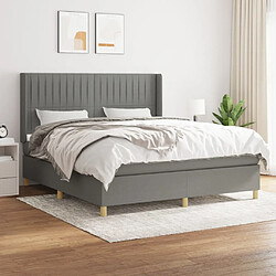 Maison Chic Lit Adulte - Lit simple Lit à sommier tapissier avec matelas moelleux - Meuble de Chambre - Gris foncé 180x200cm Tissu -MN72326