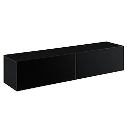 Étagère Murale Design Meuble Support TV Stylé avec 2 Tiroirs Capactié de Charge jusqu'à 25 kg Panneau de Particules Mélaminé 140 x 33 x 30 cm Noir Brillant [en.casa]