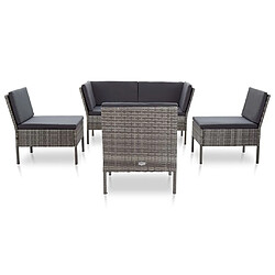 Maison Chic Salon de jardin 6 pcs + coussins - Mobilier/Meubles de jardin - Table et chaises d'extérieur Résine tressée Gris -MN40579