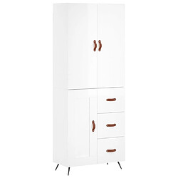 vidaXL Buffet haut Blanc brillant 69,5x34x180 cm Bois d'ingénierie