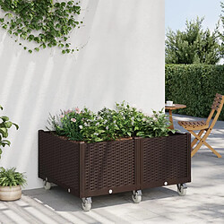 vidaXL Jardinière à roulettes marron 100x80x54 cm PP