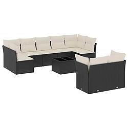 Maison Chic Salon de jardin 10 pcs avec coussins, Ensemble Tables et chaises d'extérieur noir résine tressée -GKD750573