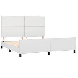 Acheter Maison Chic Lit adulte - Cadre Structure de lit avec tête de lit Contemporain Blanc 160x200 cm Similicuir -MN57206