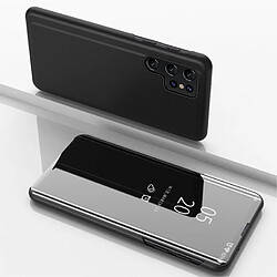 Htdmobiles Housse pour Samsung Galaxy S23 Ultra 5G - etui portefeuille miroir clear view + verre trempe - NOIR