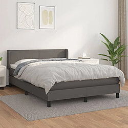 Maison Chic Lit Adulte - Lit simple Lit à sommier tapissier avec matelas moelleux - Meuble de Chambre - Gris 140x190 cm Similicuir -MN62667