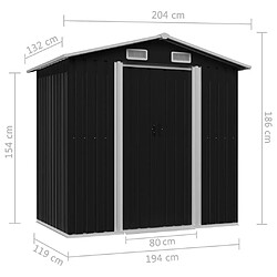 vidaXL Abri de stockage pour jardin Anthracite Acier 204x132x186 cm pas cher