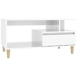 vidaXL Table basse Blanc brillant 90x49x45 cm Bois d'ingénierie