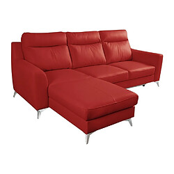 Acheter VENESETTI - Canapé d'angle convertible en cuir italien de luxe 5/6 places GIANNI avec coffre, rouge foncé, angle gauche