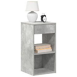 vidaXL Table de chevet avec tiroir gris béton 35x34x66,5 cm