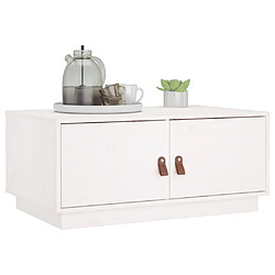 Avis vidaXL Table basse Blanc 80x50x35 cm Bois massif de pin