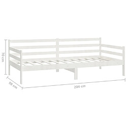 vidaXL Lit de jour sans matelas blanc bois de pin massif 90x200 cm pas cher