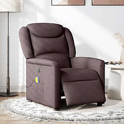 vidaXL Fauteuil de massage inclinable électrique Marron foncé Tissu