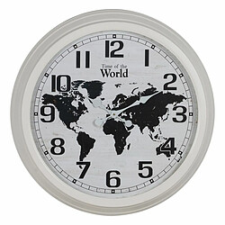 BigBuy Home Horloge Murale Mappemonde Blanc Noir Fer 70 x 70 x 6,5 cm