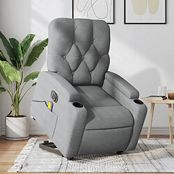 vidaXL Fauteuil inclinable de massage électrique Gris clair Tissu