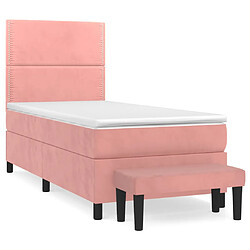 vidaXL Sommier à lattes de lit avec matelas Rose 90x190 cm Velours