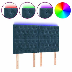 Maison Chic Tête de lit scandinave à LED,meuble de chambre Bleu foncé 144x7x118/128 cm Velours -MN62106