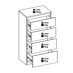 Acheter Dansmamaison Commode 4 tiroirs Blanc/Bois - QIZ
