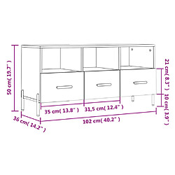 vidaXL Meuble TV blanc 102x36x50 cm bois d'ingénierie pas cher