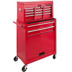 Arebos Servante Caisse à outils d’atelier 9 tiroirs tools chest chariot rouge