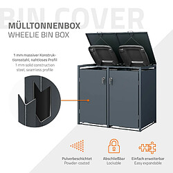 ML DESIGN MODERN LIVING Abri pour 2 poubelles 240L acier anthracite 132x80x116,3 cm avec poignées 4 clés