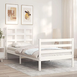 Acheter Maison Chic Cadre/structure de lit avec tête de lit pour adulte - Lit Moderne Chambre blanc simple bois massif -MN64127