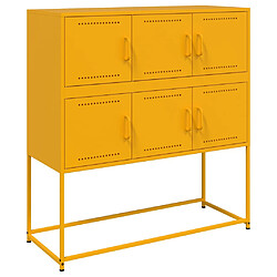 vidaXL Buffet jaune moutarde 100,5x39x107 cm acier