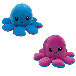 RedMiter Peluche poulpe réversible double face 20 cm -violet + bleu