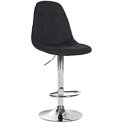 Decoshop26 Tabouret de bar x1 avec repose-pieds hauteur réglable pivotant assise en tissu noir cadre métallique chromé 10_0004847