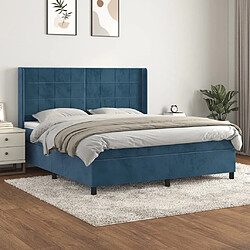 Maison Chic Lit Adulte - Lit simple Lit à sommier tapissier et matelas moelleux - Meuble de Chambre - Bleu foncé 160x200cm Velours -MN52225