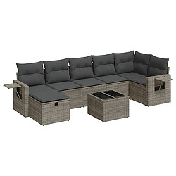 vidaXL Salon de jardin 8 pcs avec coussins gris résine tressée