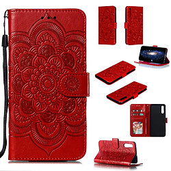 Etui en PU fleur de mandala rouge pour votre Samsung Galaxy A50