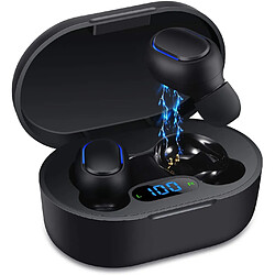 Chrono Écouteurs sans fil Bluetooth 5.0, écouteurs avec boîtier d'affichage à LED IPX7 Écouteurs Bluetooth sans fil étanches, casque intra-auriculaire à commande tactile audio stéréo 3D avec micro, temps de jeu pour le sport(noir)