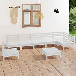 Maison Chic Salon de jardin 8 pcs - Table et chaises d'extérieur - Mobilier/Meubles de jardin Moderne Bois de pin massif Blanc -MN25452