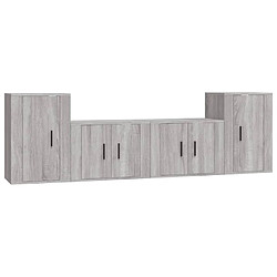 vidaXL Ensemble de meubles TV 4 pcs Sonoma gris Bois d'ingénierie