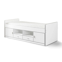 Vipack BONNY Lit capitaine 90x200 Blanc sans sommier