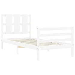 Maison Chic Cadre/structure de lit avec tête de lit pour adulte - Lit Moderne Chambre blanc simple bois massif -MN88148 pas cher