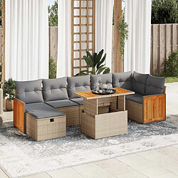 vidaXL Salon de jardin avec coussins 5 pcs beige résine tressée