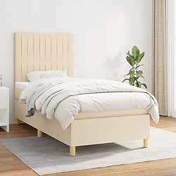 Maison Chic Structures de lit + matelas,Lit à sommier tapissier et matelas pour Chambre Crème 90x190 cm Tissu -MN34123