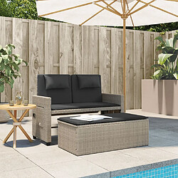 Avis Maison Chic Banc inclinable de jardin et coussins | Banc d'extérieur | Chaise gris clair résine tressée -GKD93313