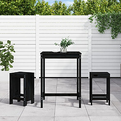 Maison Chic Table de bar et chaises d'extérieur 3 pcs,Ensemble de bar de jardin pour relax noir bois de pin massif -GKD128693