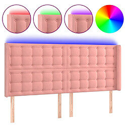 Maison Chic Tête de lit scandinave à LED,meuble de chambre Rose 203x16x118/128 cm Velours -MN87608