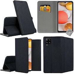 Htdmobiles Housse etui portefeuille avec coque intérieure en silicone pour Samsung Galaxy A42 5G + film ecran - NOIR MAGNET