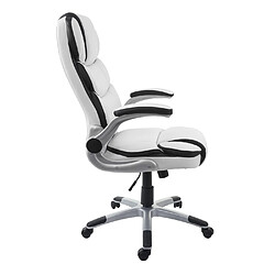 Decoshop26 Fauteuil chaise de bureau sur roulettes hauteur réglable pivotant en synthétique blanc 04_0001842 pas cher